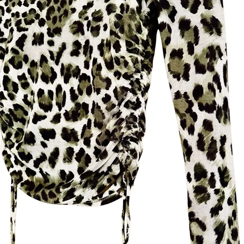 Fashion Nova Black and Green Ruched Crop Top Size XS - Picture 2 of 5